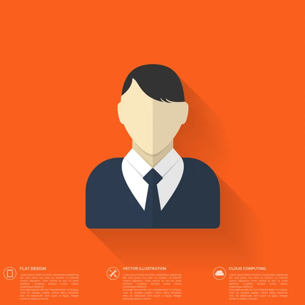 Lapos férfi avatar. Felhasználói profil ikonra. Üzleti koncepció. Weboldal elem. — Stock Vector
