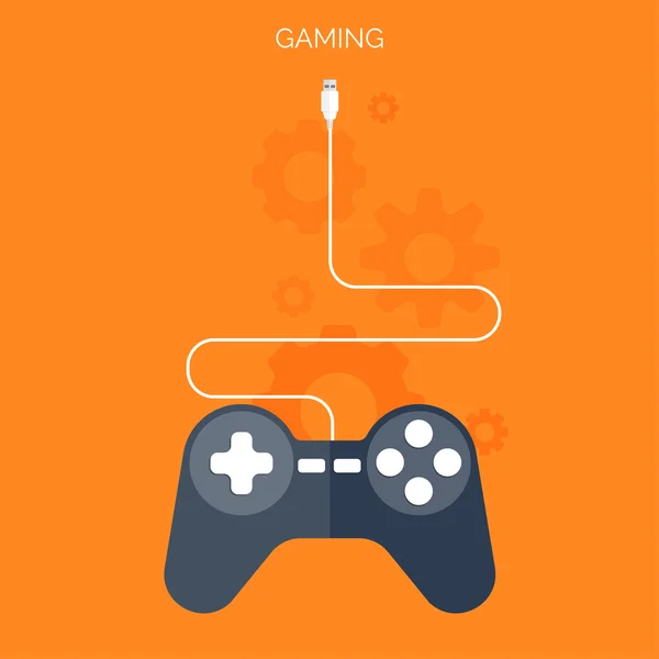 Plano joystick icon.Gaming fundo —  Vetores de Stock