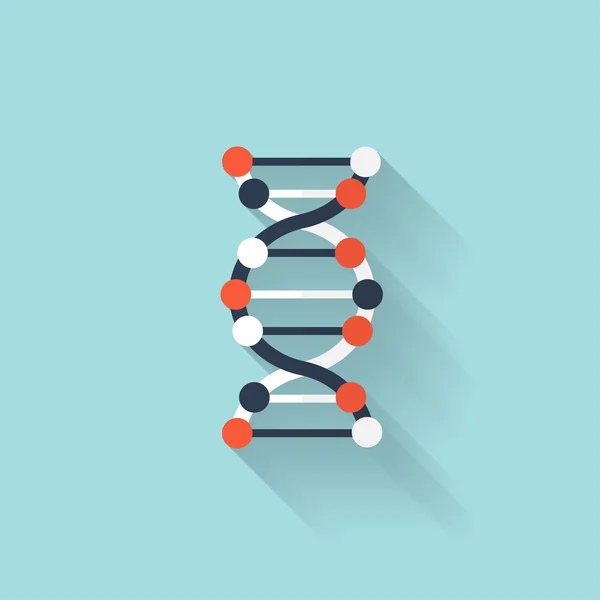 Icône ADN plate. Formule chimique symbole. Soins de santé . — Image vectorielle