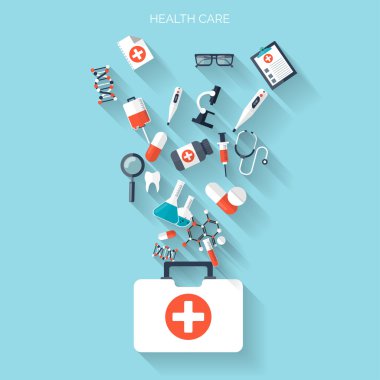 düz sağlık ve tıbbi araştırma arka plan. sağlık sisteminin kavramı. Tıp ve Kimya Mühendisliği.