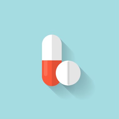 Düz tıbbi haplar ikonu. Tablet sembolü. Sağlık hizmetleri.