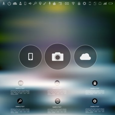Ufuk soyut doku arka plan ile web simgeler. Computing.Ui öğeleri bulut. Web sitesi şablonu.