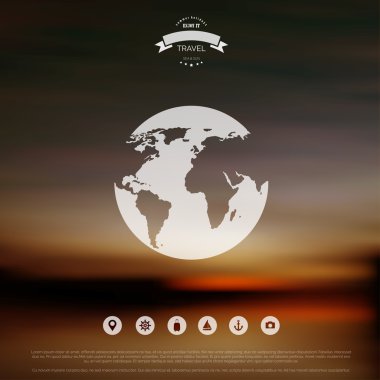 Bulanık manzara arka plan. Seyahat kavramı eart harita ile. Hareket eden ya da web kullanıcı arabirimi öğesi. Web sitesi başlığı.