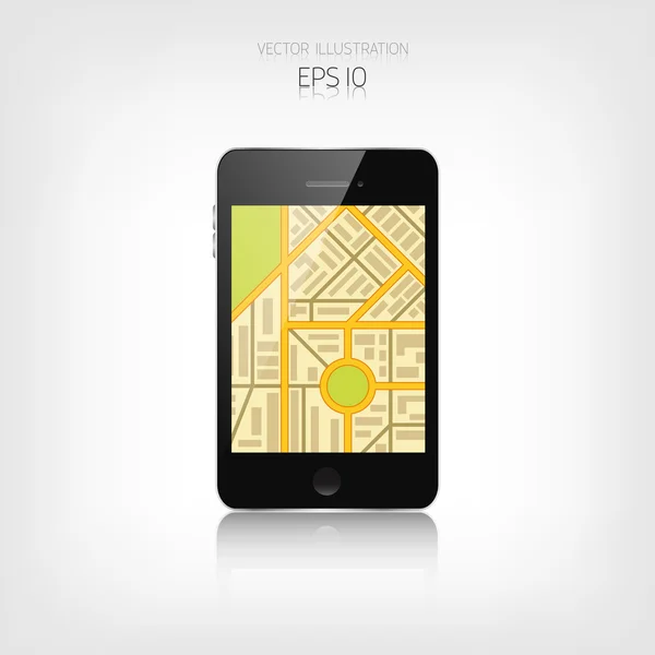 Smartphone ve harita navigasyon arka plan. Duyarlı web tasarım. Uyarlanabilir kullanıcı arabirimi. — Stok Vektör