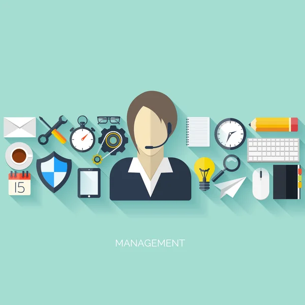 Flat management background. Business and marketing. — Stock Vector