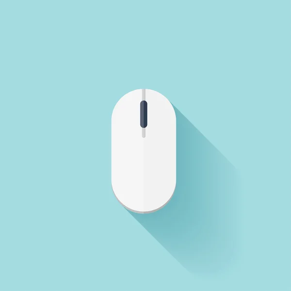 Icona del mouse del computer piatto con ombra — Vettoriale Stock