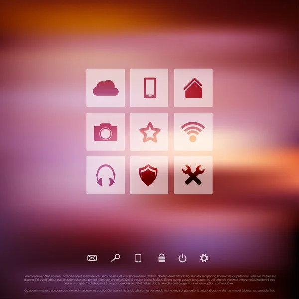 Defocused  abstract texture background with web icons. Cloud Computing.Ui elements. Web site template.