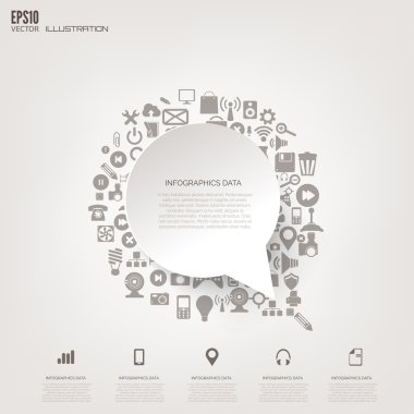 bulut bilgi işlem arka plan ile web simgeler. sosyal ağ. mobil uygulama Infographic elemanları.