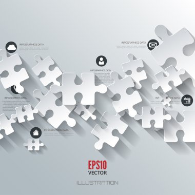 Soyut puzzle Infographic. Bilgi işlem arka plan bulut.