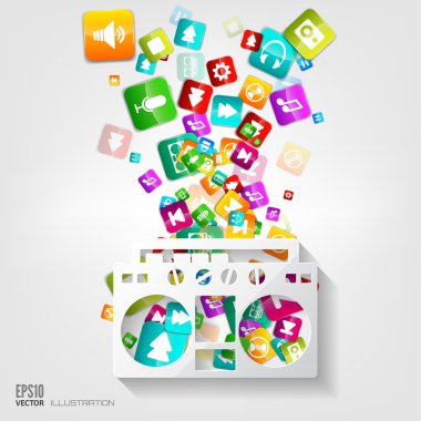 Tam pil simgesi. Uygulama düğmesi. Sosyal medya. Bulut bilgisayar.