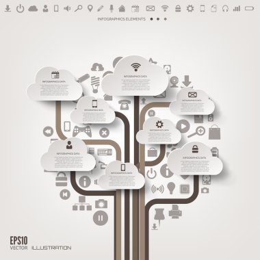 simge ağaç. düz arka plan web simgeler. arabirim simgeler. bulut bilgisayar. Mobil devices.business kavramı.