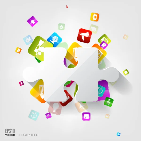 Abstract puzzle infographic. Cloud computing background. — Stock Vector