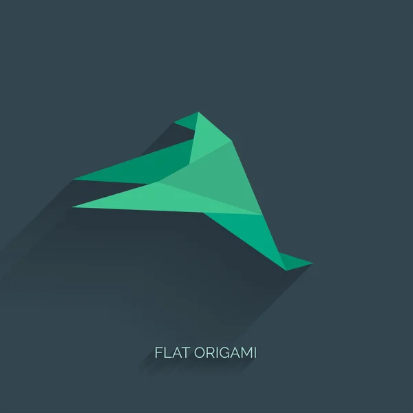 Flatr origami papper fågel på abstrakt bakgrund — Stock vektor