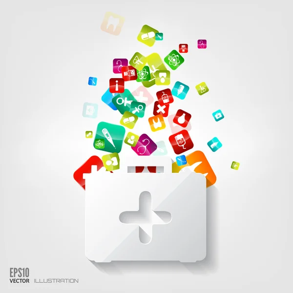 Abstracte medische achtergrond met applicatie-iconen. — Stockvector