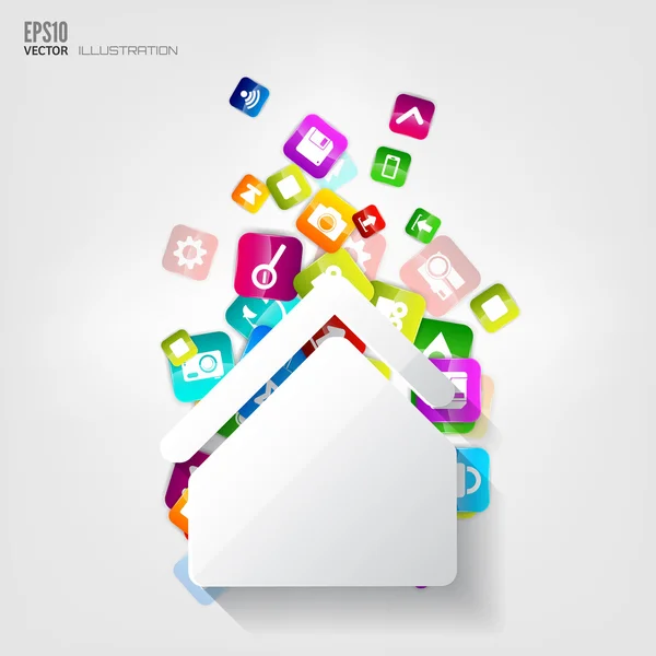 House icon. Application button.Social media.Cloud computing. — Stock Vector