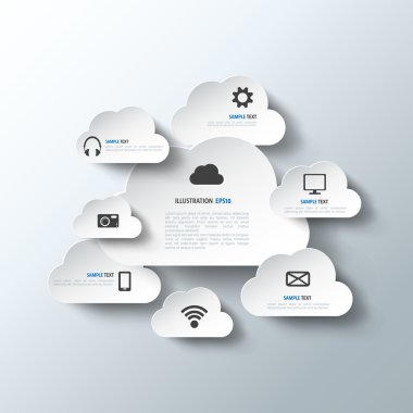 Web simgeleri ile bilgi işlem arka plan bulut. Sosyal ağ. Mobil uygulaması.