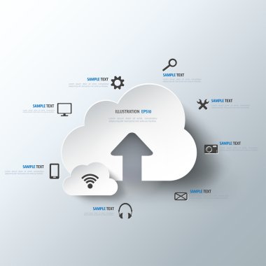 Web simgeleri ile bilgi işlem arka plan bulut. Sosyal ağ. Mobil uygulaması.