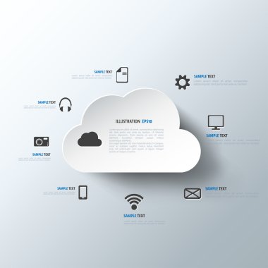 Web simgeleri ile bilgi işlem arka plan bulut. Sosyal ağ. Mobil uygulaması.