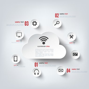 Web simgeleri ile bilgi işlem arka plan bulut. Sosyal ağ. Mobil uygulaması.