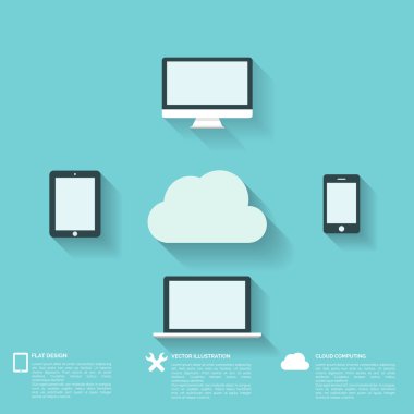 düz arka plan web simgeler. arabirim simgeler. bulut bilgisayar. Mobil cihazlar.