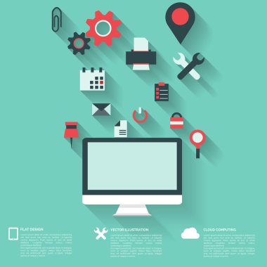 düz arka plan web simgeler. arabirim simgeler. bulut bilgisayar. Mobil cihazlar.