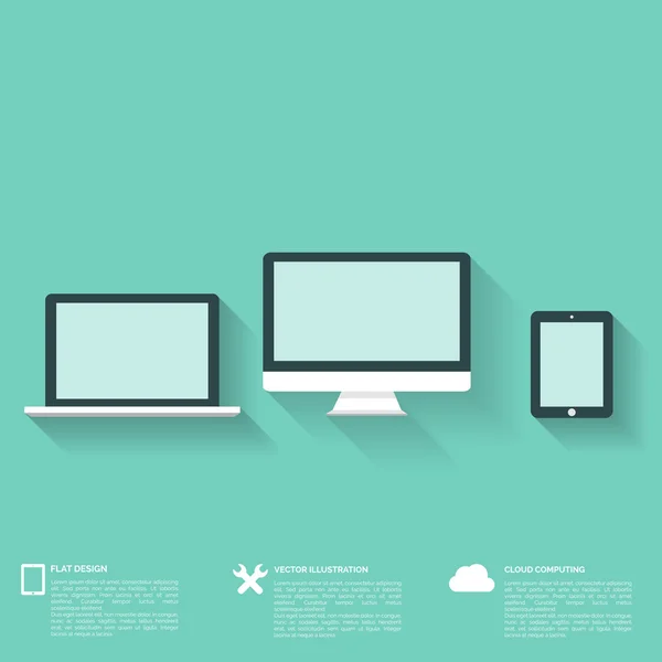 Plano de fundo abstrato com ícones da web. Símbolos de interface. Computação em nuvem. Dispositivos móveis . — Vetor de Stock