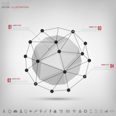 Poligonal geometrik arka plan web simgeleri ile. Üçgenin elemanları.