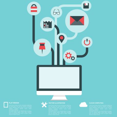 düz arka plan web simgeler. arabirim simgeler. bulut bilgisayar. Mobil cihazlar.