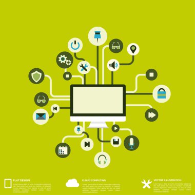 düz arka plan web simgeler. arabirim simgeler. bulut bilgisayar. Mobil cihazlar.