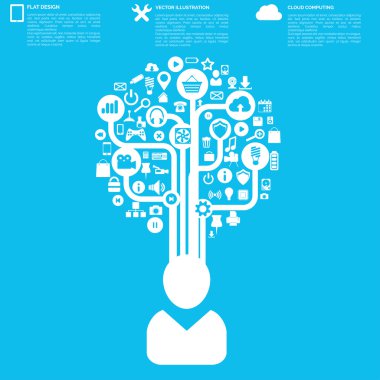 düz arka plan web simgeler. arabirim simgeler. bulut bilgisayar. Mobil cihazlar.