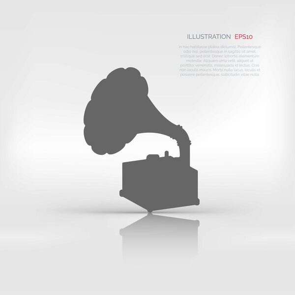 Gramophone, old retro record player icon

