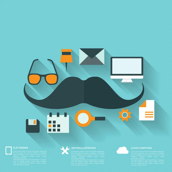 Hipster plano fundo abstrato com ícones da web. Símbolos de interface. Computação em nuvem. Dispositivos móveis . —  Vetores de Stock