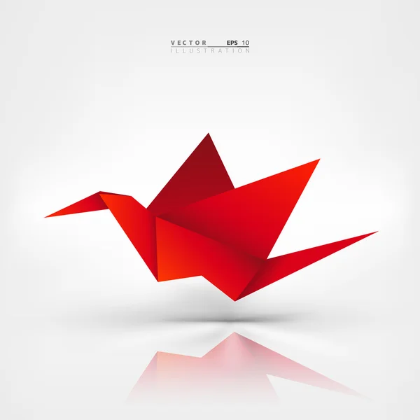 Origami pájaro de papel sobre fondo abstracto — Vector de stock