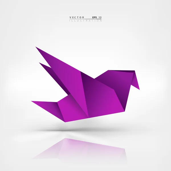 Origami pájaro de papel sobre fondo abstracto — Vector de stock