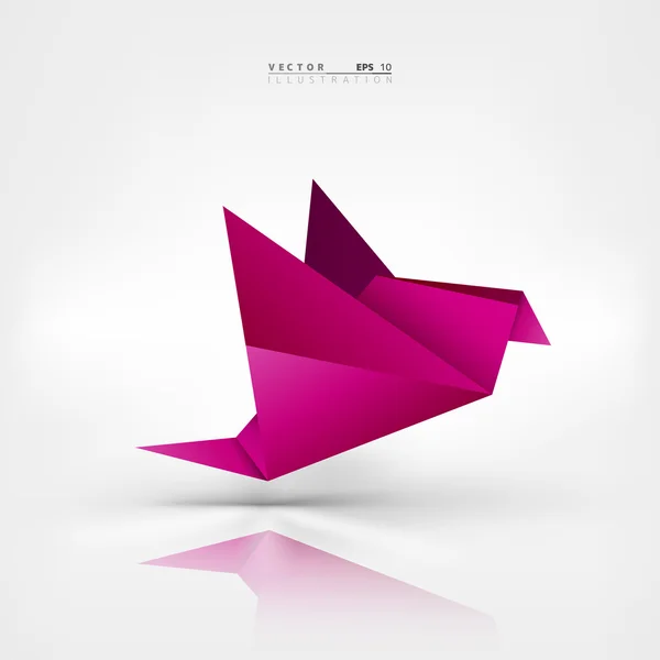 Origami pájaro de papel sobre fondo abstracto — Vector de stock