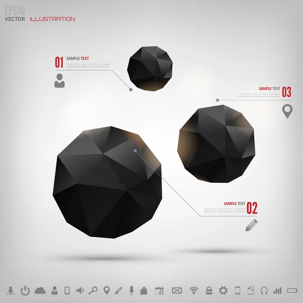 Fondo geométrico poligonal abstracto con iconos web. Elementos triangulares . — Vector de stock
