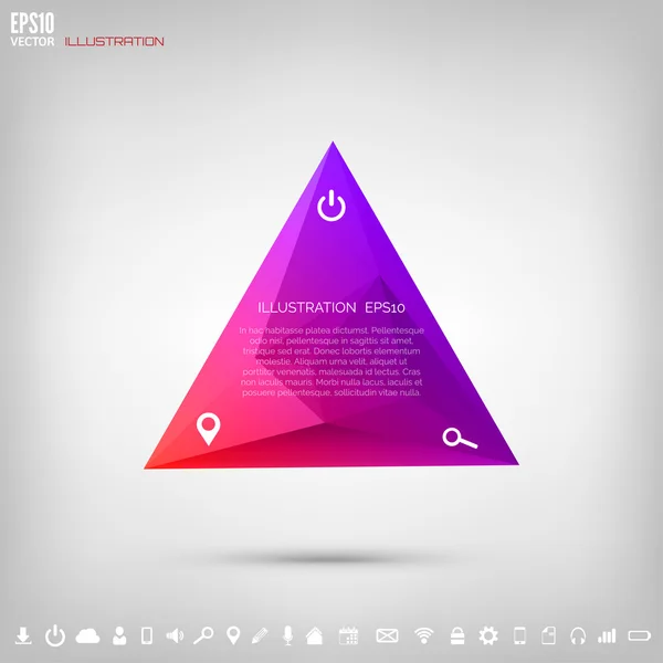 Abstract polygonal geometric background with web icons. Triangle elements. — Stock Vector