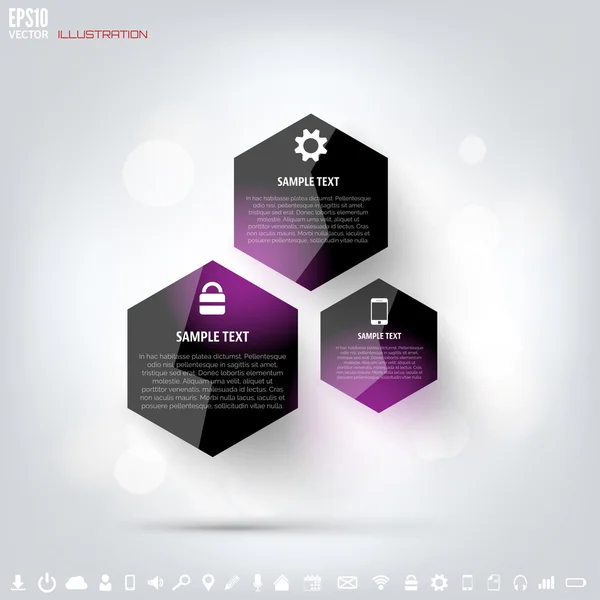 Black cloud computing background with web icons. Social network. Mobile app. Infographic elements. — Stock Vector