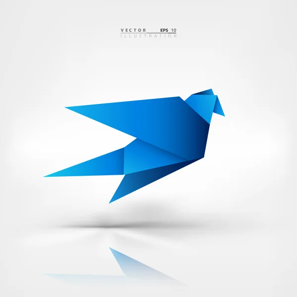 Origami papier vogel op abstracte achtergrond — Stockvector