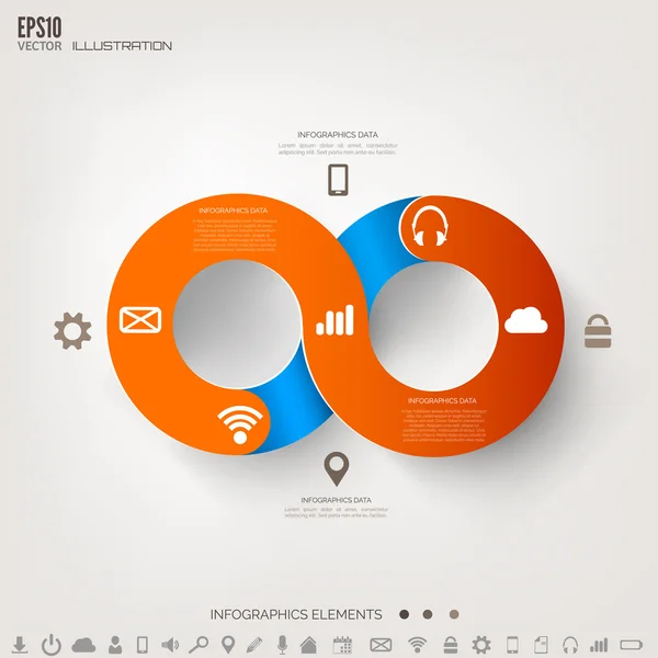 Cloud computing achtergrond met web pictogrammen. sociaal netwerk. mobiele app. infographic elementen. — Stockvector