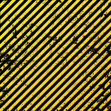 Sarı ve siyah köşegen çizgileri olan uyarı işareti. Dikkat, tehlike ya da uyarı sembolü. İnşaat alanı tabelası, yol güvenliği uyarısı, tehlike bayrağı, güvenlik alarmı kalkanı. Vektör illüstrasyonu.