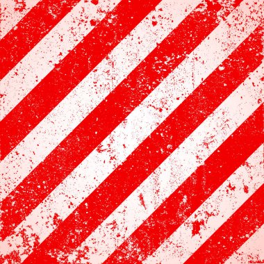 Kırmızı ve beyaz köşegen çizgileri olan uyarı işareti. Dikkat, tehlike ya da uyarı sembolü. İnşaat alanı tabelası, yol güvenliği uyarısı, tehlike bayrağı, güvenlik alarmı kalkanı. Vektör illüstrasyonu.