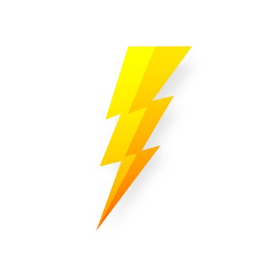 Şimşek simgesi beyaz arkaplanda izole edildi. Klasik flaş sembolü, grunge desenli şimşek. Basit yıldırım çarpması işareti. Vektör illüstrasyonu.