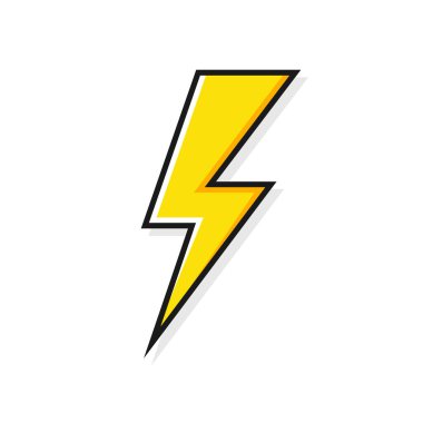 Şimşek simgesi beyaz arkaplanda izole edildi. Klasik flaş sembolü, grunge desenli şimşek. Basit yıldırım çarpması işareti. Vektör illüstrasyonu.