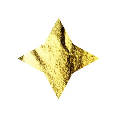 Altın yıldız, güneş patlaması sembolü. Parlak altın folyo. Klasik güneş ışığı sembolü. Alışveriş etiketleri, satış etiketleri, kalite notları. Modern sanat. Düğün, tebrik kartı dekorasyonu. Vektör illüstrasyonu.