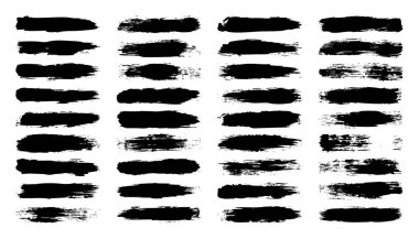 Grunge fırça darbeleri, çizgiler, mürekkep lekeleri, elle çizilmiş karalama şekilleri. El yapımı kabataslak izler, akrilik lekeler, kömür çizgileri. Boya dokuları, kuru fırça etkisi. İşaret altı çizili. Vektör illüstrasyonu.