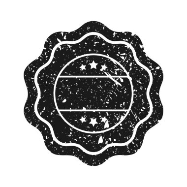 Posta pulu, etiket ya da rozet. Grunge izi ve posta damgası. Kahverengi vintage daire kartpostallı filigran. Kullanılmış zarf tasarımı. Vektör illüstrasyonu.