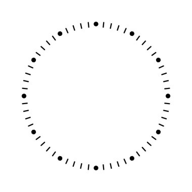 Mekanik saat suratı, bezel. Dakika ve saat işaretli kadranı izle. Zamanlayıcı ya da kronometre elemanı. Boş ölçüm çemberi ölçeği ve bölünmeler. Vektör illüstrasyonu.