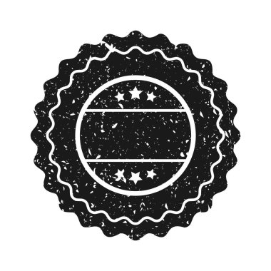 Posta pulu, etiket ya da rozet. Grunge izi ve posta damgası. Kahverengi vintage daire kartpostallı filigran. Kullanılmış zarf tasarımı. Vektör illüstrasyonu.