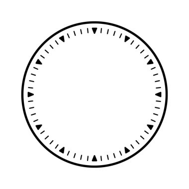 Mekanik saat suratı, bezel. Dakika ve saat işaretli kadranı izle. Zamanlayıcı ya da kronometre elemanı. Boş ölçüm çemberi ölçeği ve bölünmeler. Vektör illüstrasyonu.